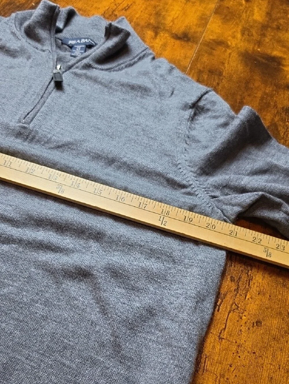 JOSEPH A. BANK | 100% Merino Wool Quarter Zip Mock Neck Sweater Gray | L Tall